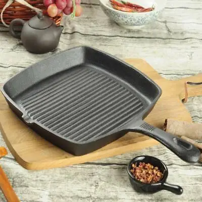 £13.27 • Buy Cast Iron Pre Seasoned Skillet Frying Pan Griddle BBQ Grill Non Stick Cookware