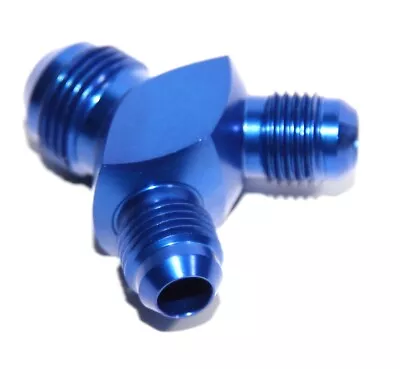 3-Way Y-Block Fitting Adapter AN8 8AN Male To 2X AN6 6AN Male BLUE • $12