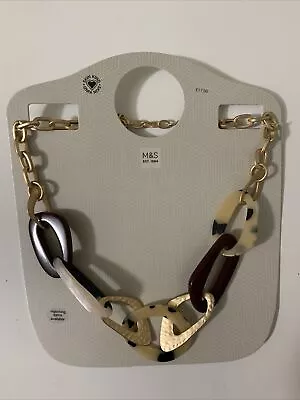 £5.95 • Buy M&S Marks And Spencer’s Statement Resin Link Brown Dangle Charms Necklace NEW💖