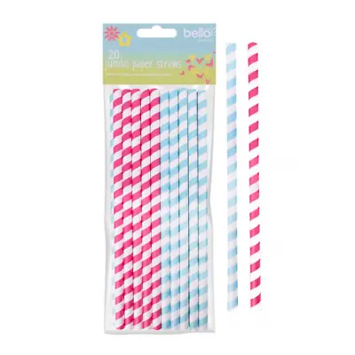 40 Jumbo Paper Straws Striped Recyclable Milkshake Smoothie Cocktail • £3.99