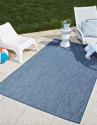 Collection Casual Transitional Solid Heathered Indoor/Outdoor Flatweave Area Rug • $50.99