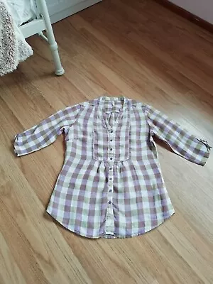 Marks And Spencer Checked Linen Blouse Size 12 • £2.49