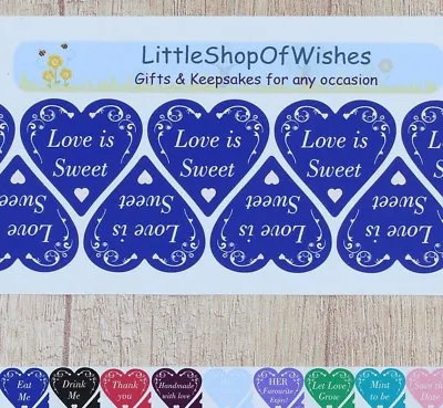 £9.99 • Buy Wedding Stickers Heart Favours 50 Swirl Vinyl Labels Love Is Sweet Mint To Be