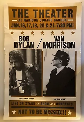 $150 • Buy Original Poster For  Bob Dylan & Van Morrison NYC 1998 Concert & Ticket Stub!!!