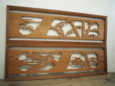£1079.82 • Buy Japanese Transom Window Wooden Carving Ranma Set Openwork Screen Handmade F/S　