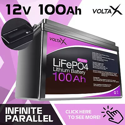 VoltaX LiFePO4 12V 100Ah Deep Cycle Battery Screen 100A BMS Solar DEEP CYCLE • $659