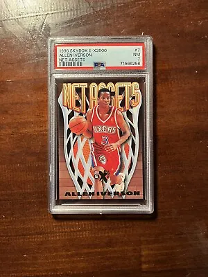 1996-97 Skybox E-X2000 Allen Iverson Net Assets Rookie RC #7 PSA 7 76ers • $70