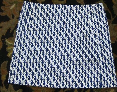 J. Crew Skirt~SEAHORSES IN BLUE~Stretch Cotton~Sz. 4~WONDERFUL~NWOT0 • $15.99