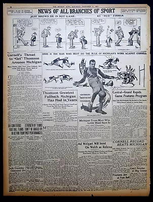 1911 Sports Page - George Thomson Best Fullback Michigan Has Had In Years • $25