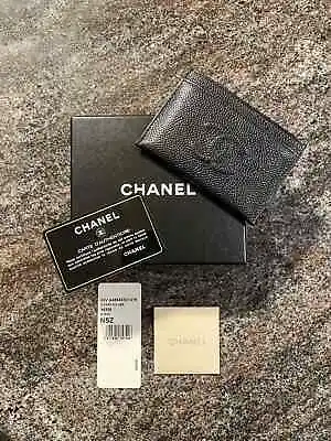 $545 • Buy Authentic CHANEL Black Caviar CC Logo Card Holder