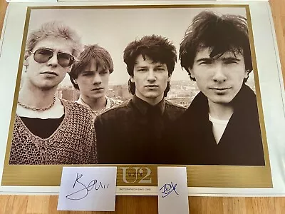 U2 Signed BONO & The EDGE Cards With LITHOGRAPH Print 27 X 38  Autograph • $373.01