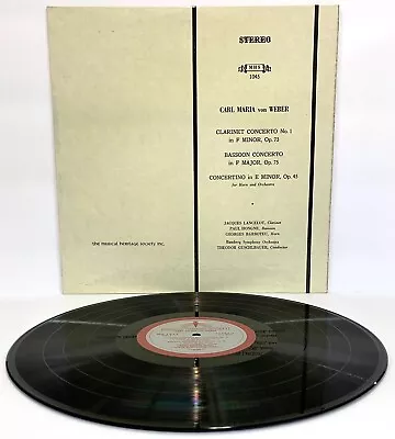 Carl Maria Von Weber Concerto Musical Heritage Society Vinyl LP MHS 1045 Stereo • $12.84