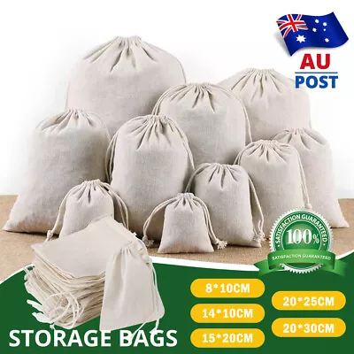100PCS Calico Bag Drawstring Storage Bags Pouch Linen Tote Snack Gift Bags Bulk • $72.99