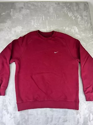 Vintage Nike Swoosh Crewneck Sweatshirt Maroon Adult Large Gray Tag Y2K Gym • $23.99
