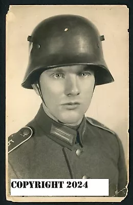 German Army Soldier Studio Portrait Photo Frankenstein Lug Model 16 Helmet M16 • $5
