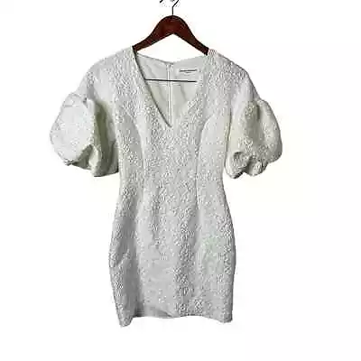 Amanda Uprichard Floral Jacquard White Puff Sleeve Mini Dress Womens Size P / S • $40.80