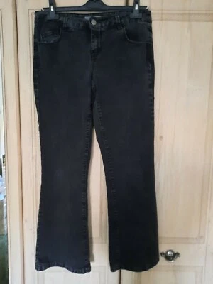 Woman's DOROTHY PERKINS Black Denim Slightly Flare/Stretch Jeans. Size 12/28L • £6