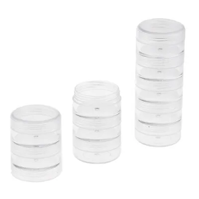 £7.32 • Buy 2 Sets Clear Screw Top Jar Stacking Containers, Pills, Balm, Craft, Cream, Gem,