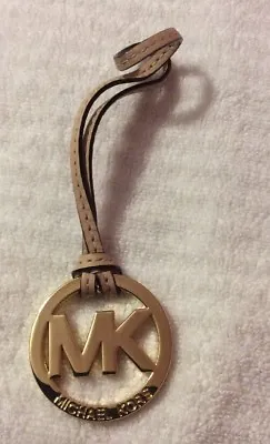 MICHAEL KORS LARGE GOLD MK CHARM BEIGE LEATHER STRAP HANDBAG Charm • $13.99