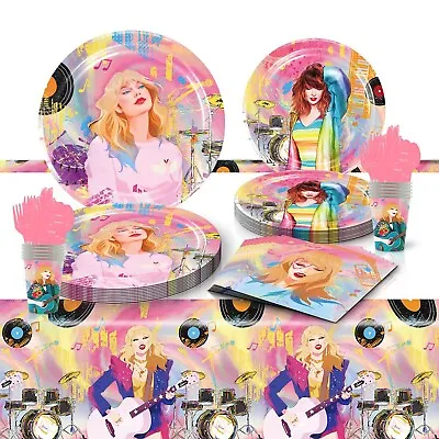 TAYLOR SWIFT Birthday Party Tableware Cake Toppers Plates Paper Cups Tablecloth • $11.96