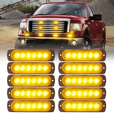 Amber LED Grille Side Marker Strobe Lights Car Truck Emergency Warning - 10PCS • $39.99