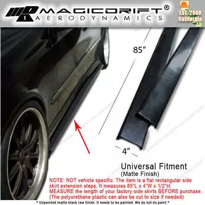 NEW 85  X 4  Universal Style JDM VIP SIDE SKIRT FLAT BOTTOM LINE EXTENSION LIP • $105.43