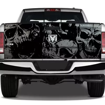 Black Brushed Metal Grunge Skulls Vinyl Decal Graphic Pickup Wrap Tailgate Truck • $72.02