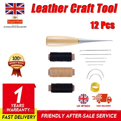 12PCS Leather Repair Kit Leather Sewing Tools Waxed Thread And Needles For Tools • £7.49