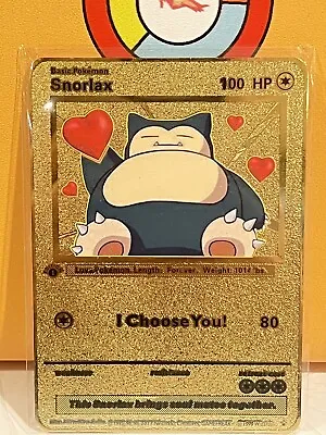 Snorlax I Choose You! Love Gold Metal Pokémon Card- Collectible/Gift/Display • $9.99