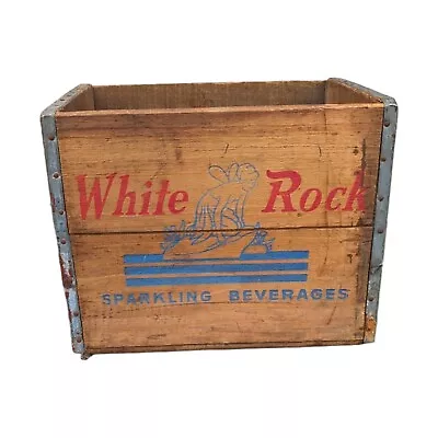 WHITE ROCK SPARKLING BEVERAGES ORIGINAL WOODEN CRATE NY VINTAGE 1960's • $74.99