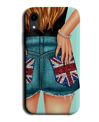Girl In Union Jack Denim Jean Shorts Phone Case Cover Flag Girls Jeans UK DG25 • £14.95