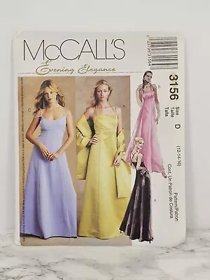 McCalls 3156 Sz 12-16 Dress & Stole Evening Formal Prom Sewing Pattern Uncut  • $7