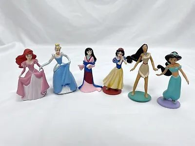 Disney Princess 6 Cake Toppers Figures Ariel Mulan Cinderella Jasmine Pocahontas • $18.50