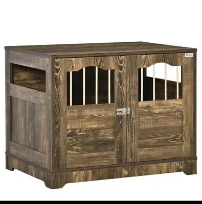 Wooden Dog Crate End Table Furniture Lockable Door Small Medium Dogs • $79