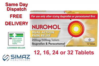 Nuromo Dual Action Pain Relief 200mg/500mg Ibuprofn & Paracetamo Tablets MAX 2 • £5.65