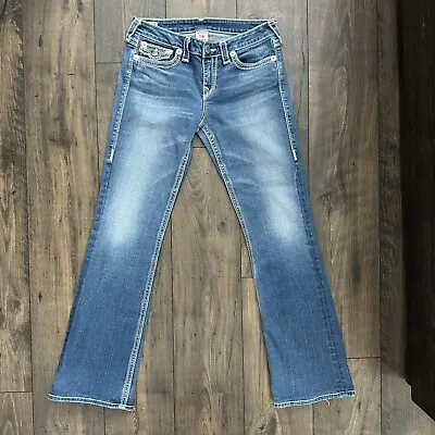 True Religion Becky Bootcut Jeans Medium Wash Back Flaps Women’s Size 30 • $39.95