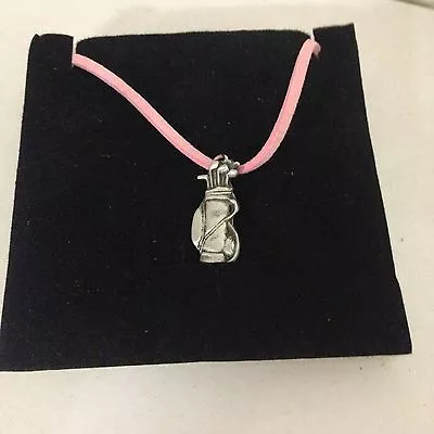 Golf Bag R5 Pewter Pendant On A PINK CORD Necklace  • $9.90