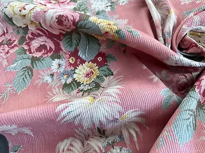 Calling PINK Authentic BARKCLOTH SNOBS Vintage Shabby Chic Fabric Upholstery • $89.99