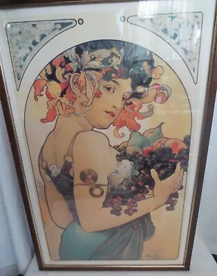 Fruit 1897 Art Nouveau Mucha Vintage Poster Print Framed Art Wall Decor Italy • $125