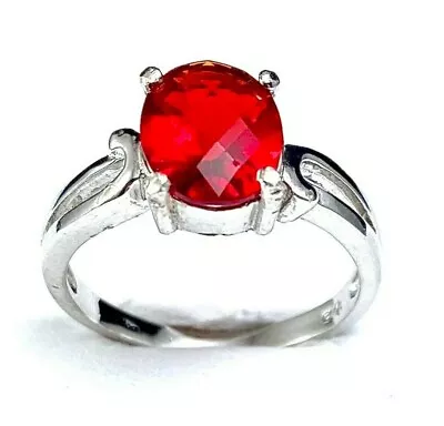 R0500R Classic Mt. St. Helens Red Helenite 8x10mm OV.1.5Ct Sterling Silver Ring • $38