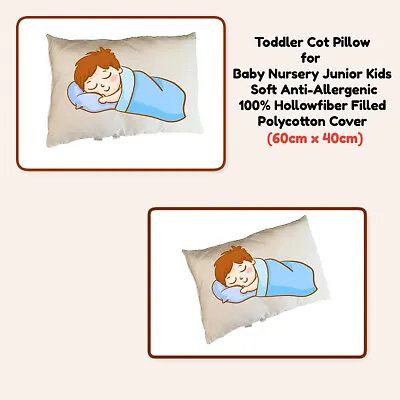 £5.49 • Buy Baby Toddler Cot Pillow Nursery Junior Kids Anti-Allergy Comfort Pillow(40x60cm)