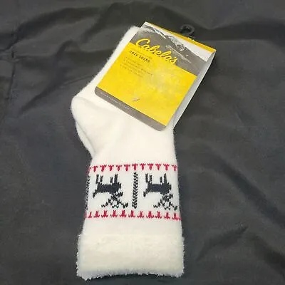 Reindeer Cozy Socks Double Layer Aloe Infused Women Crew Comfy Soft Cabelas • $6.99