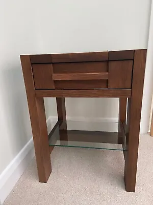 £75 • Buy Marks And Spencer M&S Sonoma Dark Oak Side Table With Drawer And Glass Shelf