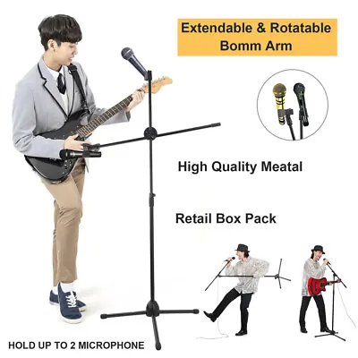 Professional Black Microphone Mic Stand Holder Adjustable With Free Clips New • £9.95
