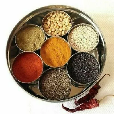 Stainless Steel Masala Box 7 Masala Spices Storage Container Dabba Box Indian • $27.88