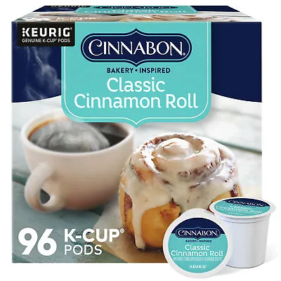 Cinnabon Classic Cinnamon Roll Coffee Keurig K-Cup Pod Light Roast 96 Count • $49.99