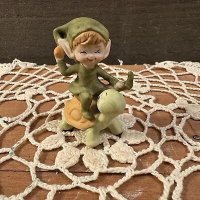 Vintage Pixie Elf On Turtle 2” • $18