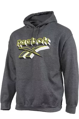 Reebok Men's Stacked Vector Super Soft Pullover Hoodie Size L Gray And Yellow • $21.95