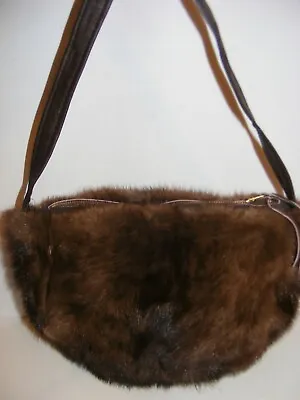 MINK Sable Fur Luxury MINK SHOULDER Bag HANDBAG OOAK W Wide Leather Strap Custom • $55.97