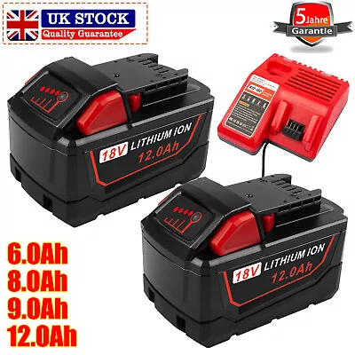 1X~2X 12Ah For Milwaukee For M18 18V 6Ah 9Ah Li-ion Battery 48-11-1860 / Charger • £70.99